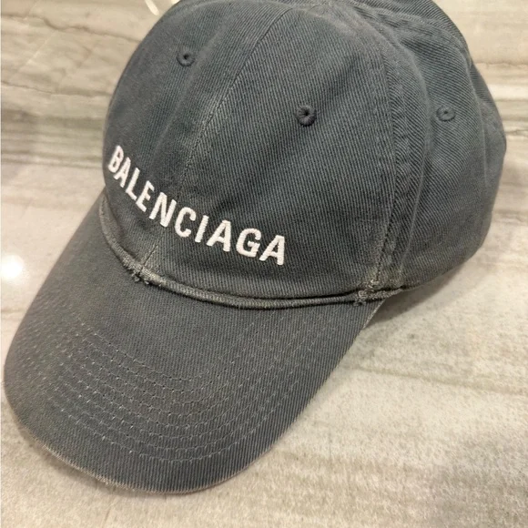 Balenciaga Dark Blue Gray Distressed Cap EUC - Picture 10 of 12